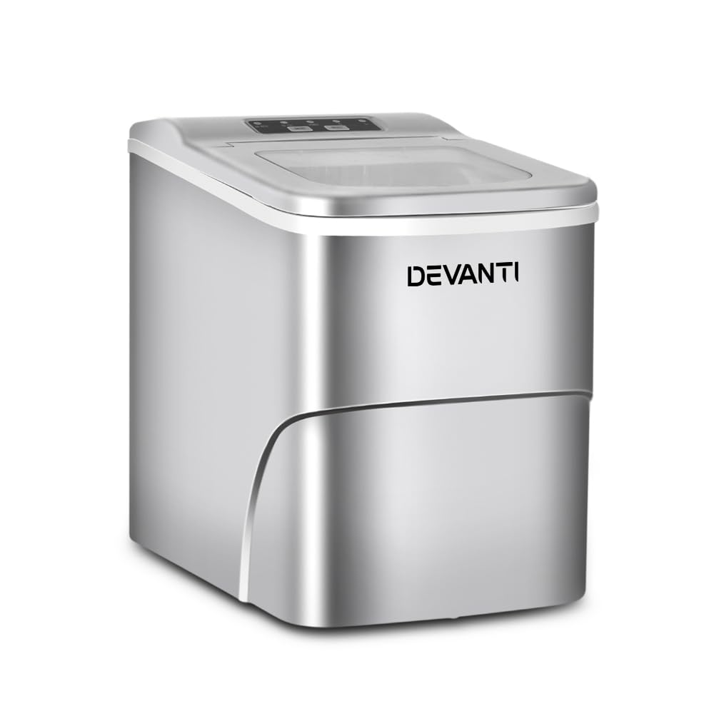 Devanti Ice Maker Machine 2L, 12kg/Day, 9 Cubes in 6 Mins, Countertop Portable Ice Maker with LED Control