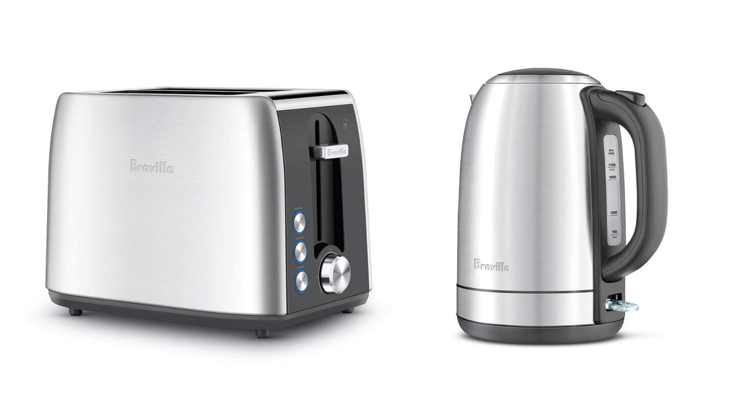 Breville Breakfast Pack LKT640BSS - Kettle & Toaster Set, 1.7L Kettle, 2-Slice Toaster, Brushed Stainless Steel
