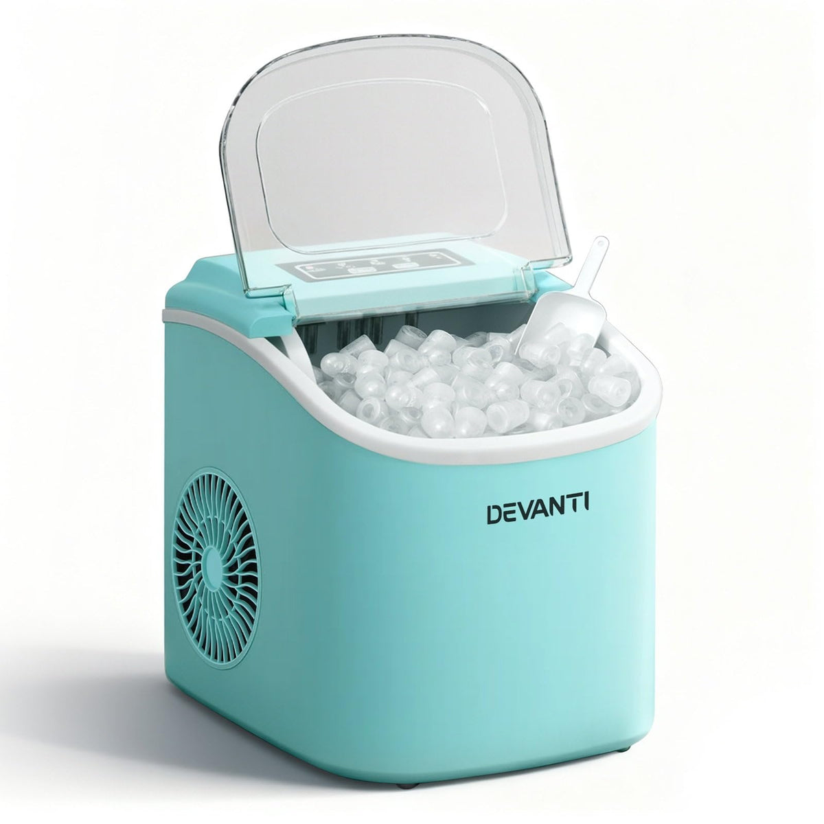 Devanti Ice Maker Machine 1.3L - 12kg/Day Bullet Ice in 6 Mins, Green Portable Countertop Ice Cube Maker