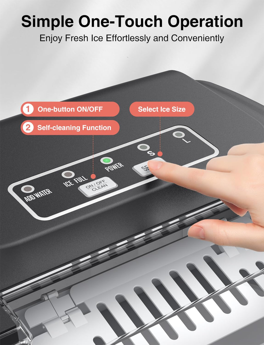 CROWNFUL Ice Maker Countertop 12KG/24H, Portable Ice Machine, 6-Min Fast Ice Making, Self-Cleaning, Black