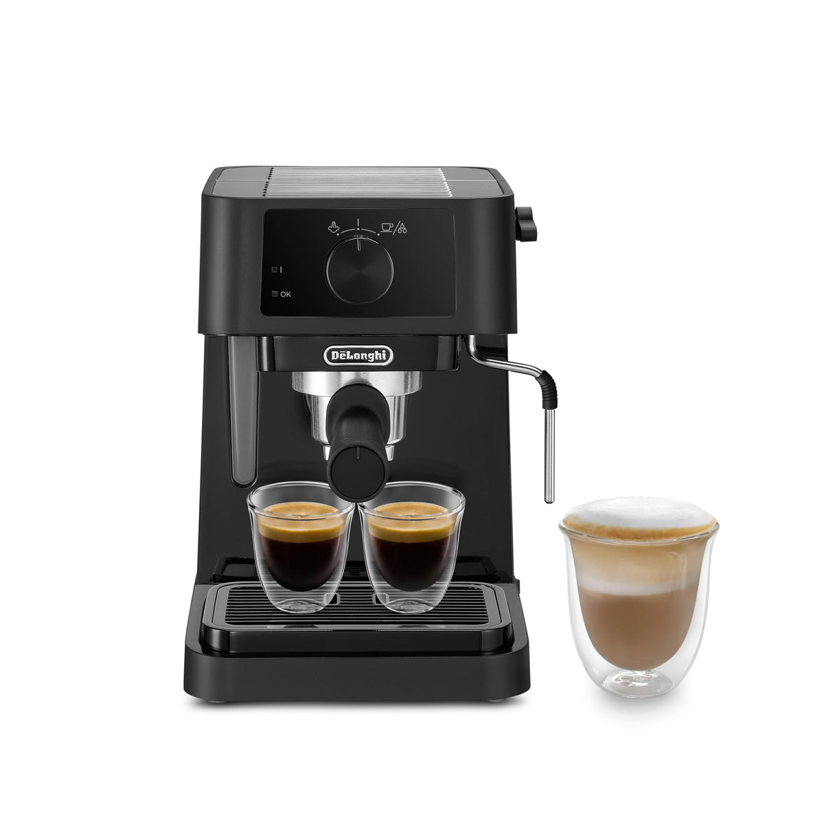 De'Longhi Stilosa Manual Espresso Machine EC230.BK, 15 Bar Pump, Milk Frother, Stainless Steel Boiler