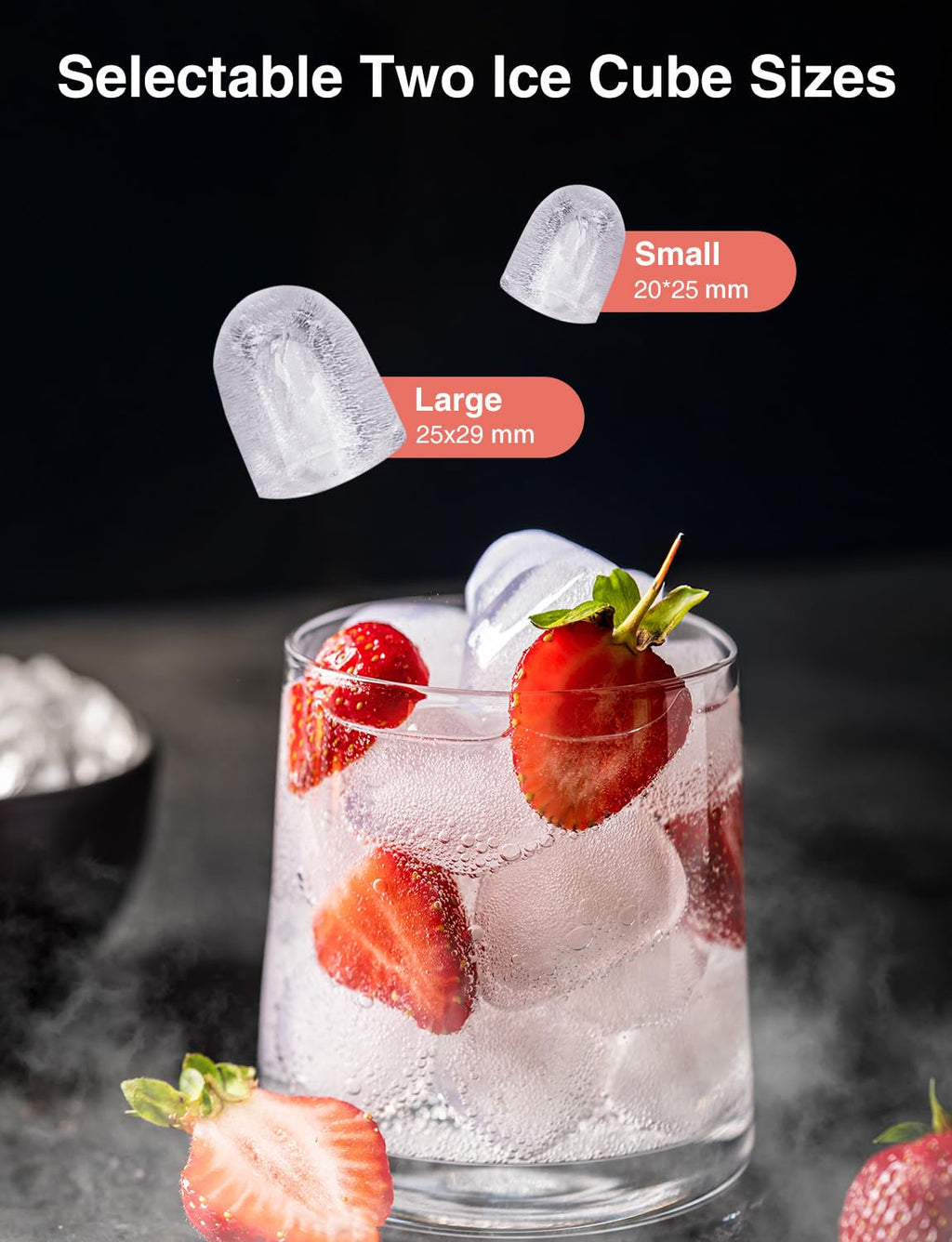 CROWNFUL Ice Maker Countertop 12KG/24H, Portable Ice Machine, 6-Min Fast Ice Making, Self-Cleaning, Black