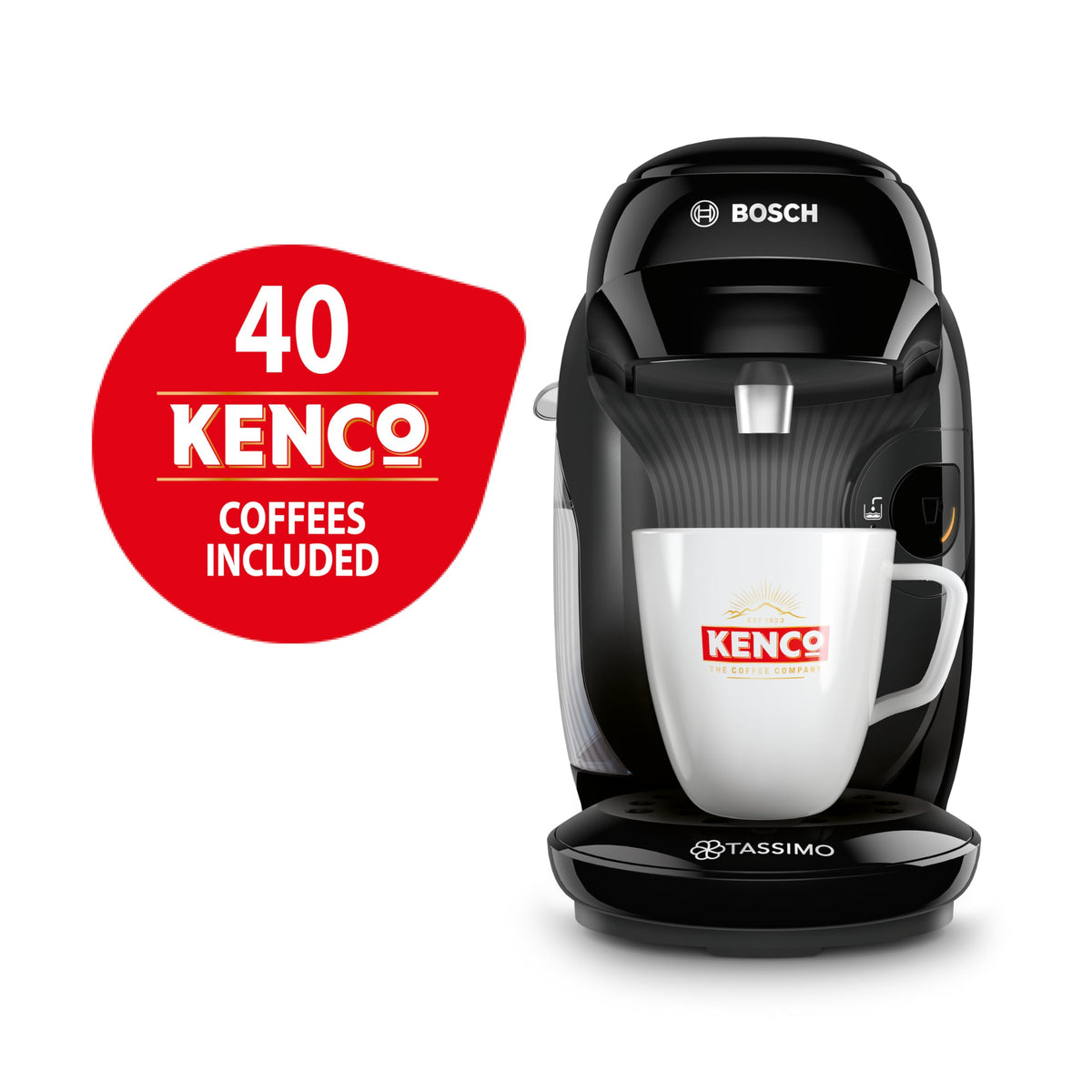 Tassimo Style Friendly TAS112EGBC Pod Coffee Machine with 40 Kenco Drinks Bundle - Black, Energy Class A+